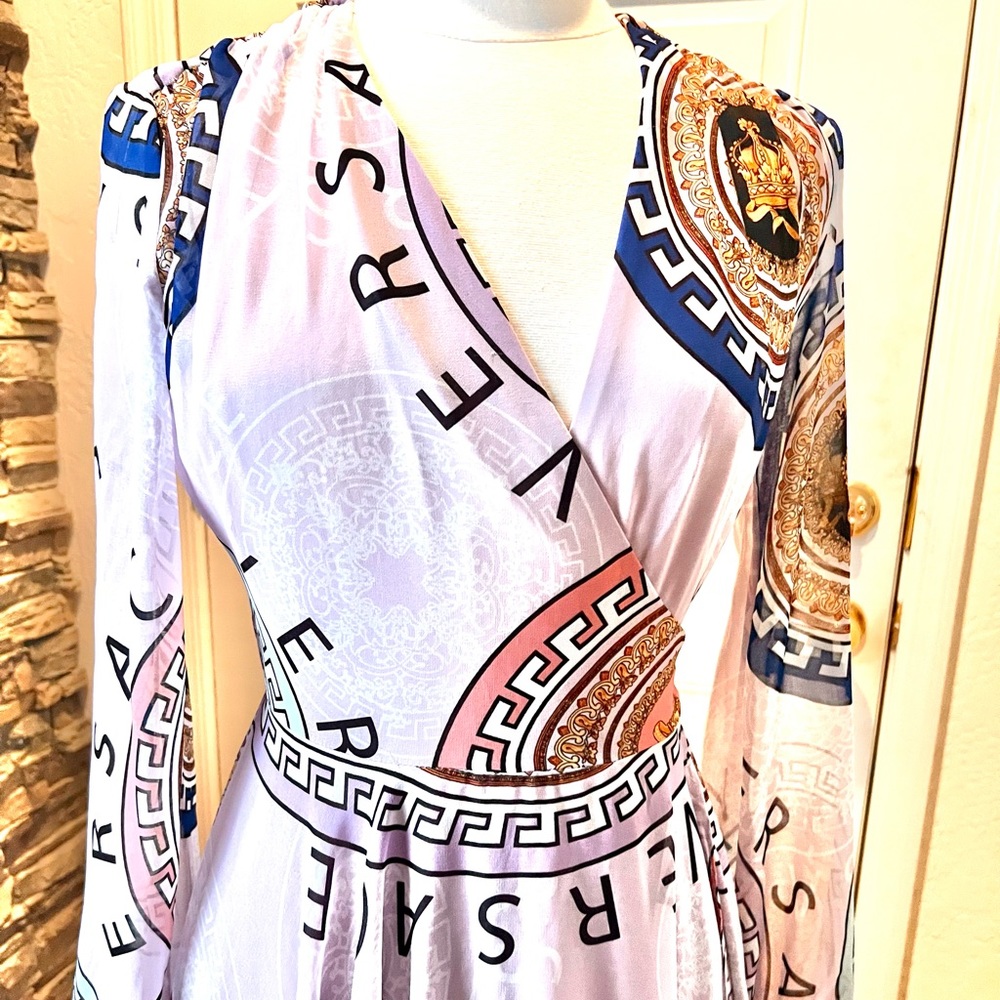 Midi Wrap Dress Versace print